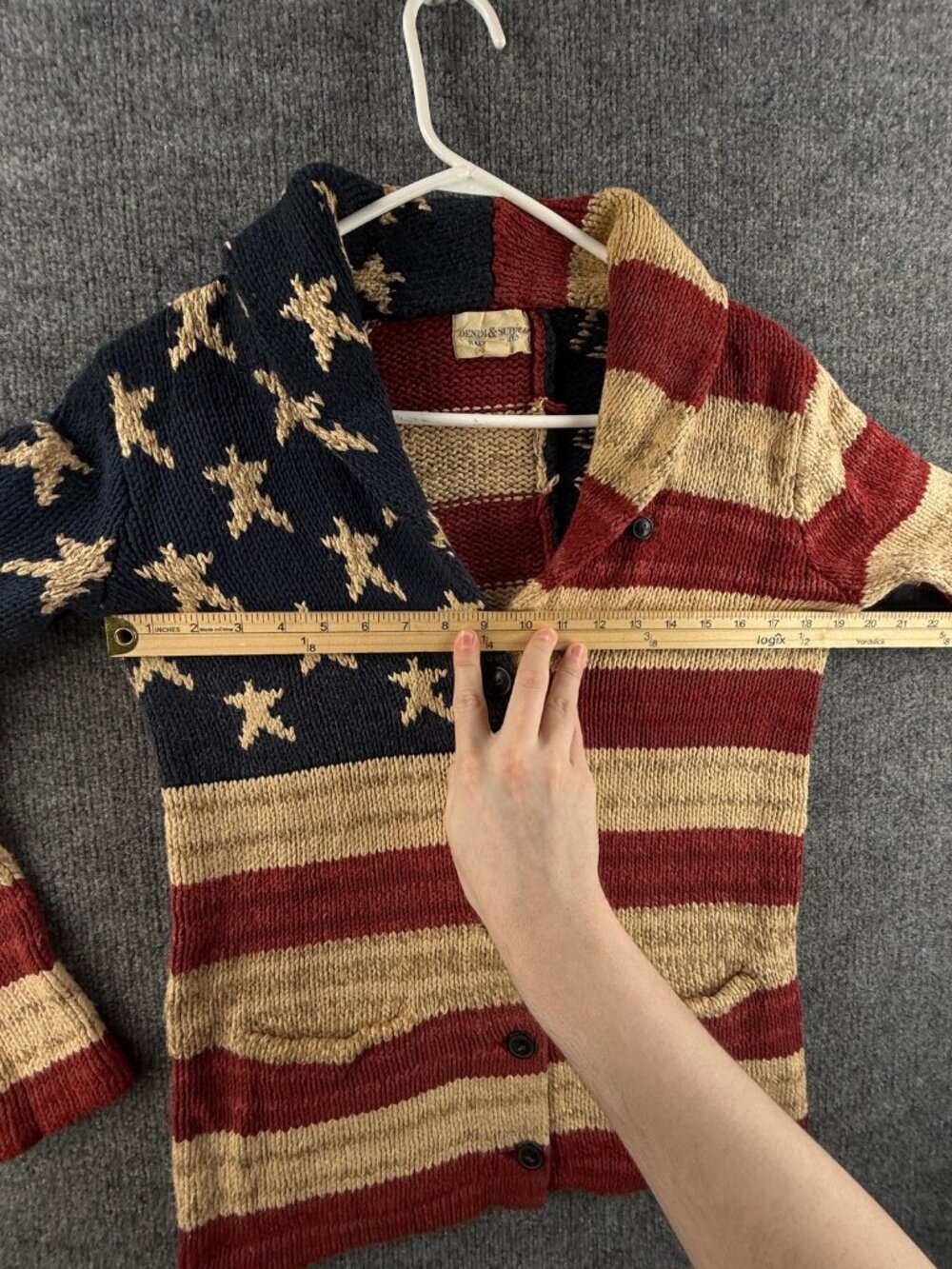 Ralph Lauren AOP Flag Sweater Chunky USA Colorful Stars Stripes Cotton Linen - Picture 8 of 16
